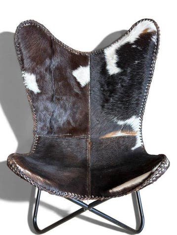 Fauteuil - Vlinderstoel - Leder, Metaal - Vlinderstoel -, Huis en Inrichting, Nieuw