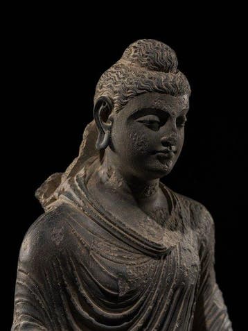 Gandhara Schist Grote staande Boeddha uit schist – Kunst van