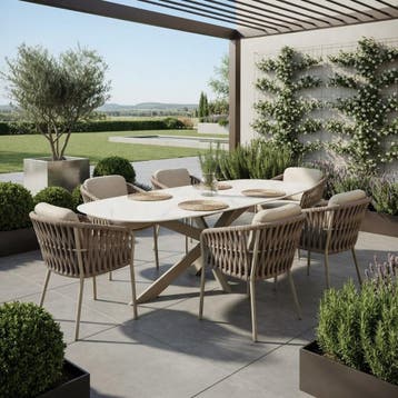 Sarenza dining tuinstoel rope zand frame, Tuin en Terras, Ophalen of Verzenden, Nieuw