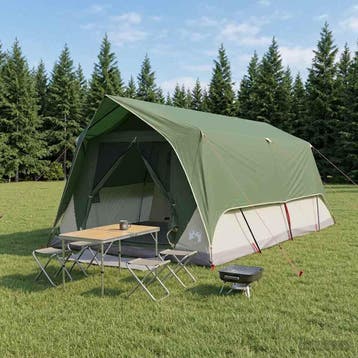 vidaXL Tunneltent met dak Groen 10-persoons Polyester en, Verzenden, Nieuw, Tot en met 2