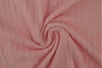 Jacquard gebreid kabel stof Roze - rol 10 meter, Verzenden, Nieuw, Roze