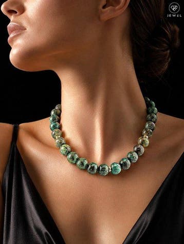 Afrikaanse turkoois ketting - 925 sterlingzilver -
