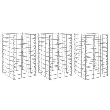 vidaXL Gabion plantenbakken 3 st verhoogd 30x30x50 cm ijzer, Tuin en Terras, Verzenden, Minder dan 60 cm, Nieuw, Metaal