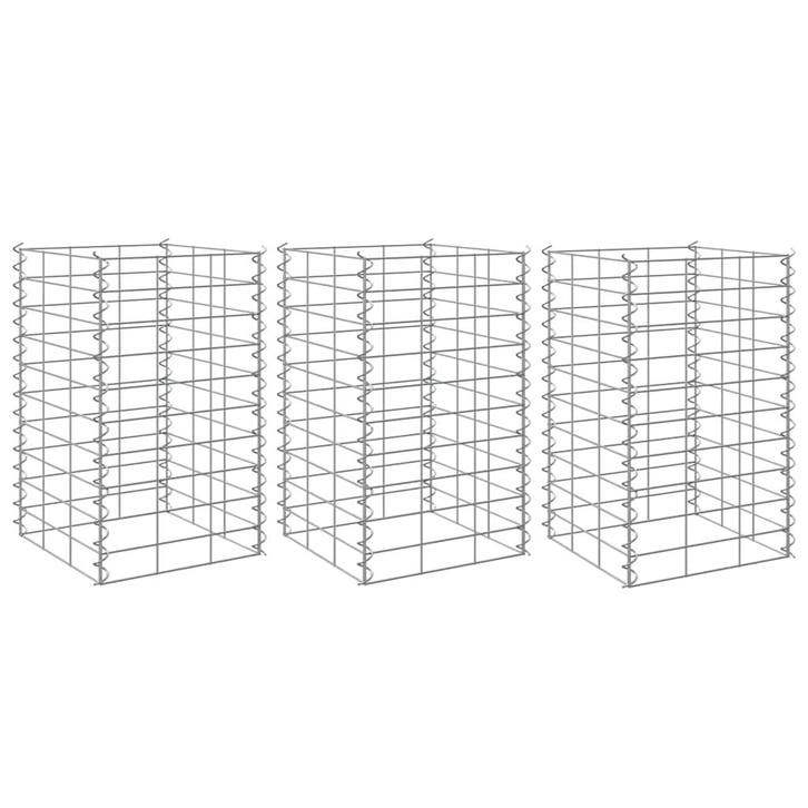vidaXL Gabion plantenbakken 3 st verhoogd 30x30x50 cm ijzer, Tuin en Terras, Bloembakken en Plantenbakken, Minder dan 60 cm, Nieuw
