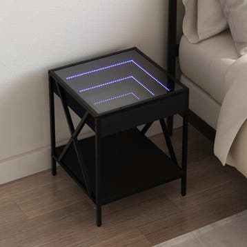 vidaXL Nachtkastje met Infinity LED 40x40x49 cm zwart, Verzenden, Nieuw, Hout