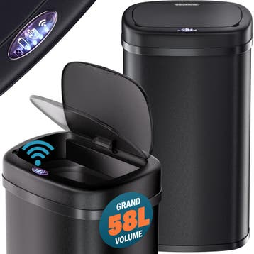 Sensor Vuilnisbak roestvrij staal Zwart 58L (Huishouden), Verzenden, Nieuw