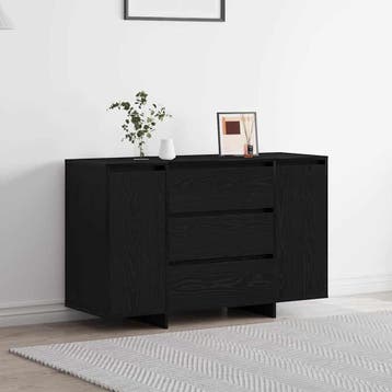 vidaXL Dressoir Zwart Eiken 120 x 41 x 75 cm Bewerkt hout, Huis en Inrichting, Kasten | Dressoirs, Verzenden, Nieuw, Overige houtsoorten