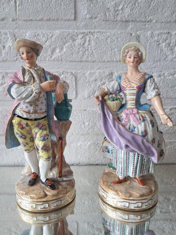 Samson - Beeld, tuinman en tuinvrouw - 19.5 cm - Porselein -