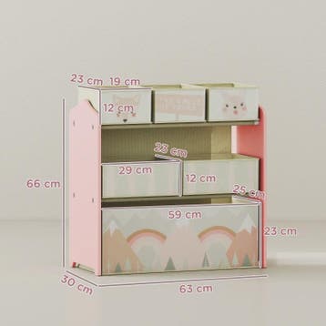 Roze Kinder Kledingkast met 6 Stoffen Opbergdozen - Schattig, Verzenden, Nieuw