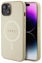 Guess iPhone 15 Hardcase Back Cover Saffiano Beige, Verzenden, Nieuw, Frontje of Cover