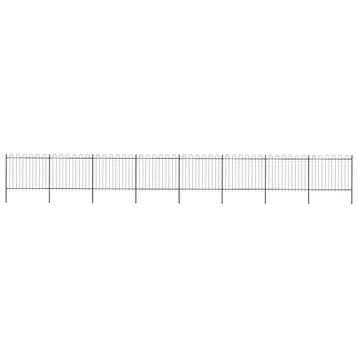 vidaXL Tuinhek met ringtop staal 1339x150 cm zwart, Verzenden, Nieuw, IJzer, 2 meter of meer