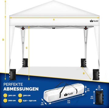 Partytent - Opvouwbaar - 3x3 m - Paviljoen - Easy up - Wit -, Verzenden, Zo goed als nieuw