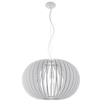 Witte landelijke hanglamp hout, Kiran, Nieuw, Ophalen of Verzenden, Landelijk, 75 cm of meer