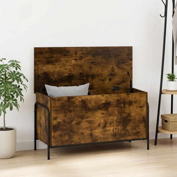 vidaXL Opbergbox Gerookt eiken 80 x 40 x 49,5 cm Bewerkt, Verzenden, Nieuw