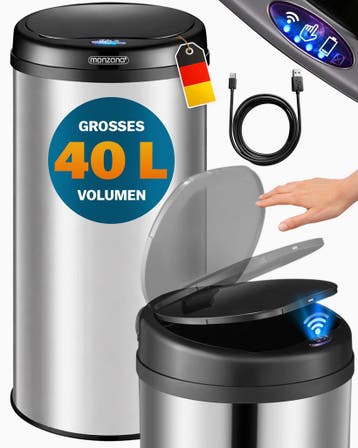 Sensor afvalbak Zilver roestvrij staal 40 liter (Huishouden), Verzenden, Nieuw