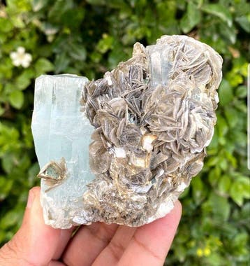 Natuurlijke geëtste aquamarijn Exemplaar - Hoogte: 70 mm -