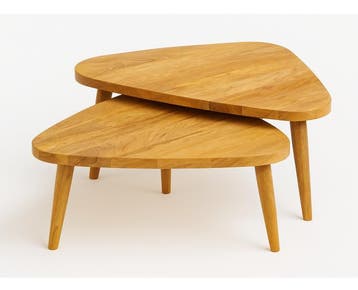 Salontafel Alberto driehoekig set van 2 mangohout - 85 x 85, Ophalen of Verzenden, Nieuw