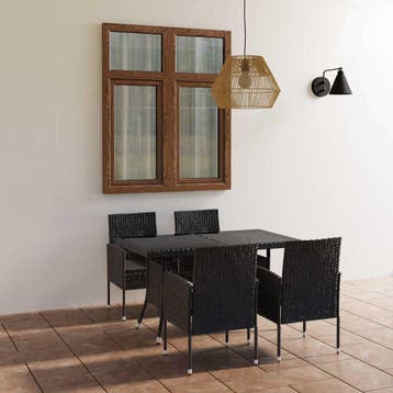 vidaXL 5-delige Tuinset poly rattan zwart, 4 zitplaatsen, Nieuw, Tuinset, Verzenden