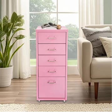 Roze Mobiele Archiefkast met 5 Laden voor Kantoor, Verzenden, Nieuw
