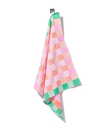 HEMA Theedoek 65x65cm katoen ruiten roze, Verzenden