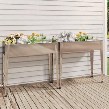 vidaXL Plantenbakken 2 st gegalvaniseerd staal, Tuin en Terras, Verzenden, Nieuw, Metaal, 60 cm of meer