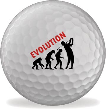 Golfballen bedrukt - Evolutie van de Golfer - set van 3, Sport en Fitness, Ophalen of Verzenden, Nieuw, Bal(len), Overige merken