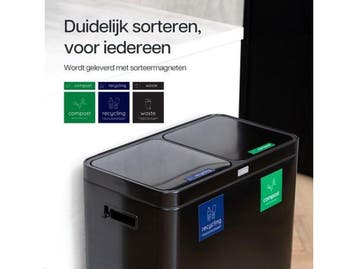 Deleca 60L Prullenbak - 2 Vakken - RVS - FreshAura, Verzenden, Nieuw