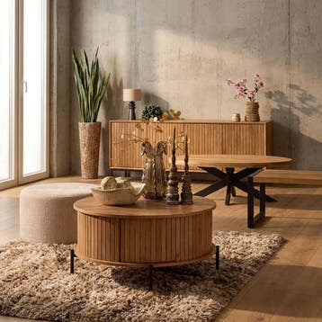 Salontafel Madison Natural | 80 cm | Rond, Huis en Inrichting, Tafels | Salontafels, Ophalen of Verzenden, Nieuw