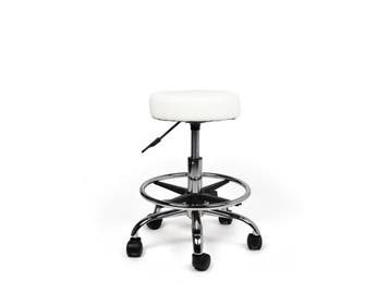 Tabouret Wit - Lage uitvoering met Voetsteun, In hoogte verstelbaar, Nieuw, Kunststof