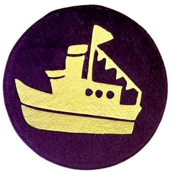 Baretspeld / button met de stoomboot paars, Diversen, Ophalen of Verzenden, Nieuw