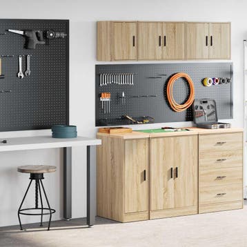 vidaXL Garagekasten 2 st Spaanplaat Sonoma eikenkleurig, Verzenden, Nieuw