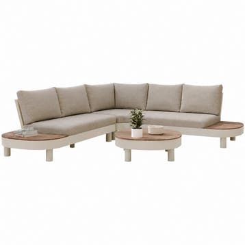 Bellezza organische hoek loungeset 4 delig alliminium latte, Tuin en Terras, Tuinsets en Loungesets, Ophalen of Verzenden, Nieuw