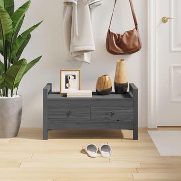 vidaXL Halbankje 80x40x43 cm massief grenenhout grijs, Verzenden, Nieuw