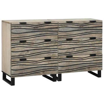 vidaXL Dressoir set 2 st Wit 120 x 33 x 75 cm Massief Mango, Verzenden, Nieuw, Overige houtsoorten, Minder dan 50 cm