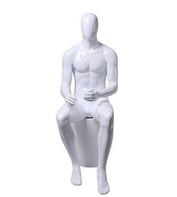 Faceless etalagepop heren zittend glossy white GZM03-GW