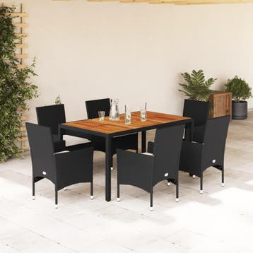 vidaXL 7-delige Tuinset met kussens poly rattan en, Verzenden, Nieuw, 6 zitplaatsen, Tuinset