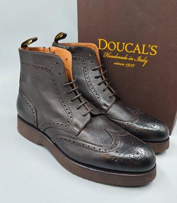 Doucals-Lightweight-Grained Leather-Wingtip-Zipper -, Nieuw