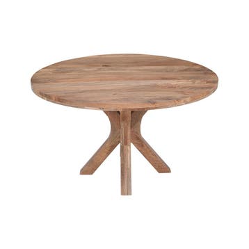 Mangohouten Eettafel Sun Rond 130 cm Houten onderstel, Verzenden, Rond, Nieuw, Industriële meubels