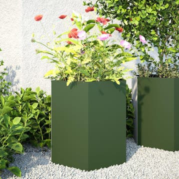 vidaXL Plantenbakken 2 st zeshoek 46x40x45 cm staal, Verzenden, Nieuw, Metaal