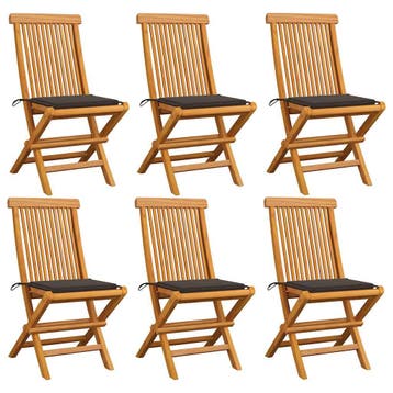 vidaXL Klapstoelen met taupekleurige kussens, 6 stuks,, Verzenden, Nieuw, Teakhout