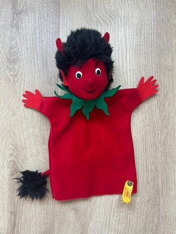 Steiff - Pluche dier Red devil hand puppet - 1980-1990 -, Antiek en Kunst, Antiek | Speelgoed