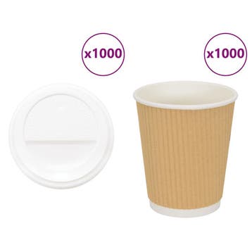 vidaXL Papieren koffiekopjes met deksel 1000 st 8oz 200 ml, Verzenden, Nieuw