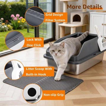 Kattenbak - Kattentoilet - 61x41x31 cm - Zilver/Grijs - Nobl, Dieren en Toebehoren, Verzenden, Zo goed als nieuw