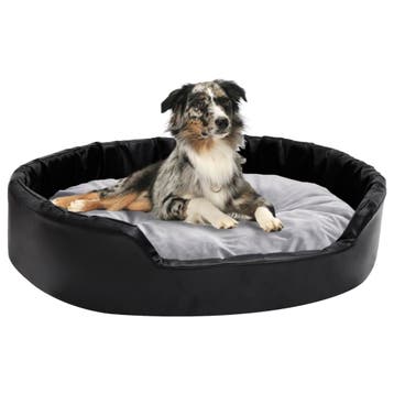 vidaXL Hondenmand 90x79x20 cm pluche en kunstleer zwart en, Dieren en Toebehoren, Verzenden, Nieuw