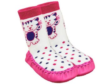 Baby Slofjes - Meisjes Pantoffels - Katjes - Roze/Ecru, Verzenden, Nieuw