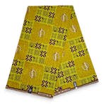 Afrikaanse wax print stof - Groen en Bruin Tribal Squares -, Ophalen of Verzenden, Nieuw