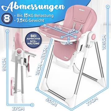 Kinderstoel - Babystoel - Verstelbaar - 0-36 maanden - Roze, Verzenden, Zo goed als nieuw