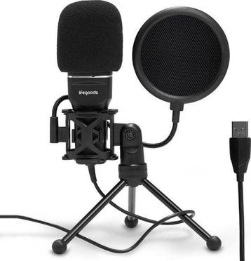 LifeGoods USB Microfoon met Statief - Geschikt voor PC, L..., Muziek en Instrumenten, Microfoons, Verzenden, Nieuw
