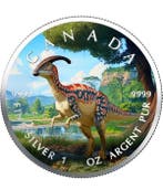 Canada. 5 Dollars 2025 Dinosaur Parasaurolophus 1 oz (.999)