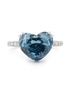 Statement ring - 14 karaat Witgoud - 5.84ct. tw. Blauw
